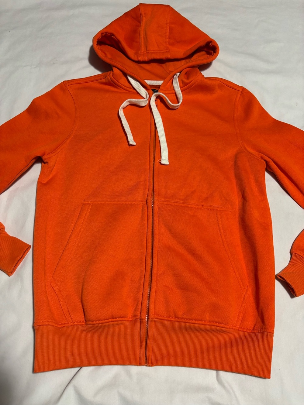 Essentials ~ Men's Extra-Small Orange Full Zip Jacket Hoodie Fleece Lined
